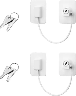 Produktbild von Kühlschrank Schloss - 2er Pack Kühlschrankschloss mit 4 Schlüsseln, Ohne Bohren, Ideal als Kindersicherung für Kühlschrank, Waschmaschinen und Schränke, Einfache Montage, Robustes Schrankschloss
