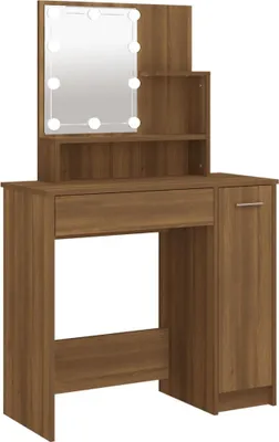 Produktbild von Schminktisch mit LED Braun Eichen-Optik 86,5x35x136 cm