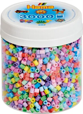 Produktbild von Hama Perlen 209-50 - Bügelperlen Dose mit ca. 3000 Midi Bastelperlen mit Durchmesser 5 mm, in Pastell Mix, kreativer Bastelspaß für Groß und Klein