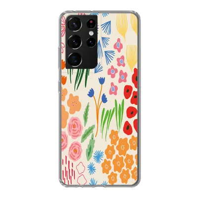 Produktbild von MuchoWow® Handyhülle Schutzhülle Hülle für Samsung Galaxy S21 Ultra Blumen - Muster - Feldblumen Silikon Softcase Handy Hülle - Mobiltelefon