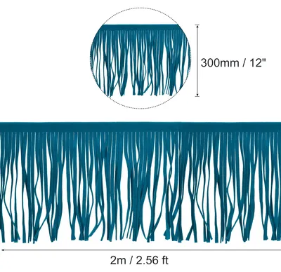 Produktbild von 2 Meter 30cm Kunstleder Fransenborte Doppelseitige Leder N?hen Quastenfransen fš¹r DIY N?hen Kleid Handwerk Rock Dekoration, Pfauenblau