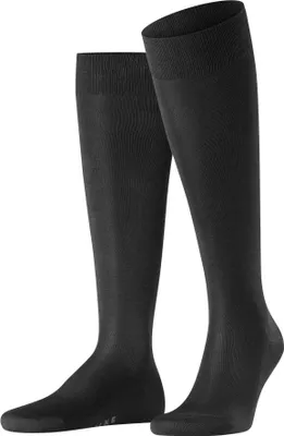 Produktbild von FALKE Herren Kniestrümpfe - Tiago, Socken, Baumwolle, Logo, lang, einfarbig Schwarz 43-44