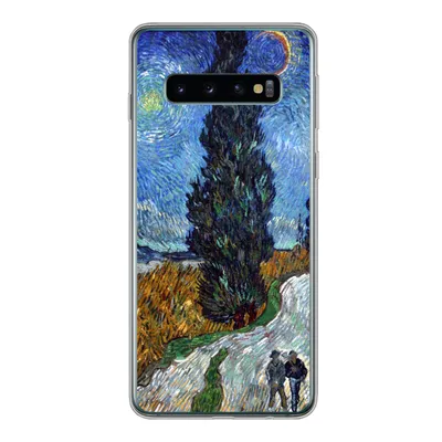 Produktbild von MuchoWow® Handyhülle Schutzhülle Hülle für Samsung Galaxy S10 Straße mit Zypresse und Stern - Vincent van Gogh Silikon Softcase Handy Hülle - Handytasche