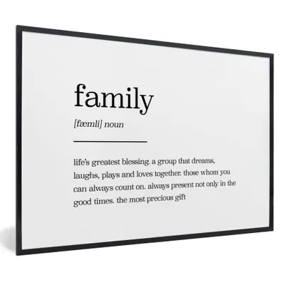 Produktbild von MuchoWow® Gerahmtes Poster zitate - familie - Wörterbuch - Sprichwörter - Definition 60x40 cm - Poster mit Schwarzem Bilderrahmen Wandposter Rahmen Foto Bilder - Printing - Wanddeko Schlafzimmer