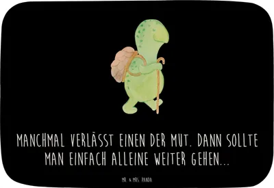 Produktbild von Mr. & Mrs. Panda Badezimmerteppich Schildkröte Wanderer - Schwarz - Geschenk, Motivationssprüche, Motivation, duschmatte, Motivationsspruch, Duschvorleger, Badvorleger