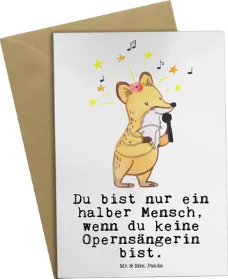 Produktbild von Mr. & Mrs. Panda Grußkarte Opernsängerin Herz - Weiß - Geschenk, dankeskarten, einladungskarten, hochzeitskarten, Grußkarten, weihnachtskarten