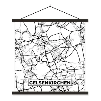 Produktbild von MuchoWow® Textilposter Karte - Gelsenkirchen - Stadtplan 120x120 cm mit schwarzem Rahmen - Aufhängungsset