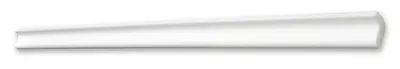 A white decorative molding strip on a white background.