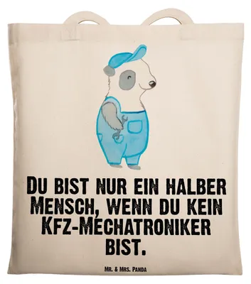 Produktbild von Mr. & Mrs. Panda Shopping Tasche Kfz-Mechatroniker Herz - Transparent - Geschenk, Ausbildung, Tote Bag, Lustig, Schultasche, Meister, totebag, Jutebeutel, Spruch