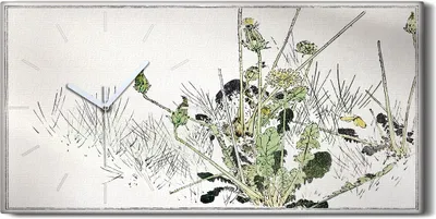 Produktbild von Leinwand Uhr Küche Wohnzimmer Bild 60x30 Malerei Asiatische Blumen Blätter - weiße Hände