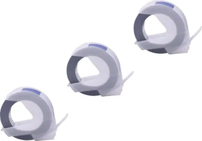 Produktbild von vhbw 3x 3D Prägeband-Schriftband-Kassette kompatibel mit Dymo Office-Mate II, Omega Etiketten-Drucker 3m x 9mm Weiß auf Blau
