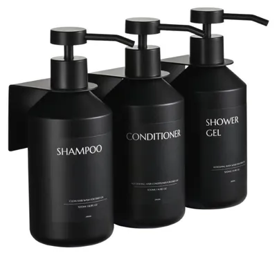 Produktbild von Seifenspender Wandmontage 3er Set 500ml Schwarz Ohne Bohren für Bad & Küche