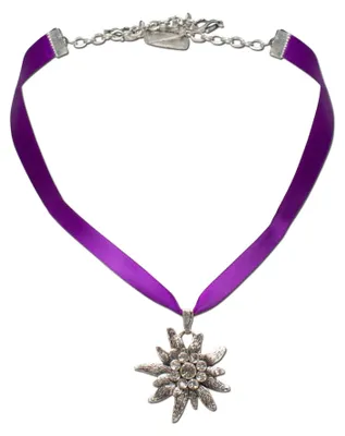 Produktbild von Alpenflüstern Satin-Trachtenkette Strass-Edelweiß - Damen-Trachtenschmuck Dirndl