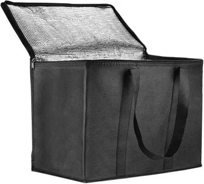 Zdjęcie produktu dla Torba transportowa 41x33x26 cm – torba na ciepłe lub zimne produkty spożywcze, torba podróżna na kemping, imprezy, zakupy i catering (czarna)