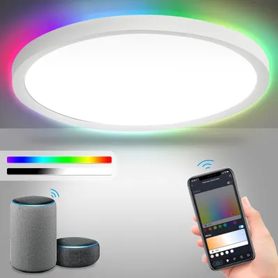 Produktbild von 24W Smart LED Deckenleuchte mit RGB-Bluetooth, dimmbar - Flurlampe, Keller, Deckenlampe
