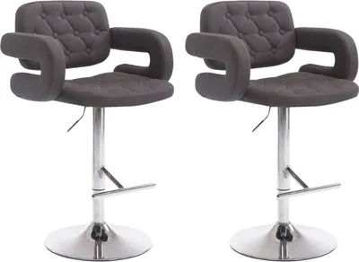 Produktbild von TPFLiving 2er Set Barhocker Dubai Gestell Metall in Chromoptik Stoff Schwarz