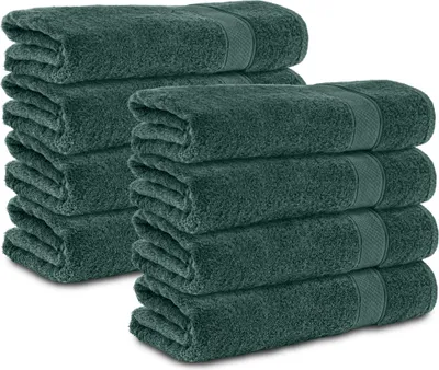 Produktbild von Komfortec 8er Handtücher 50x100 cm Set aus 100% Baumwolle, 470g/m², Frottee, Weich, Dunkelgrün
