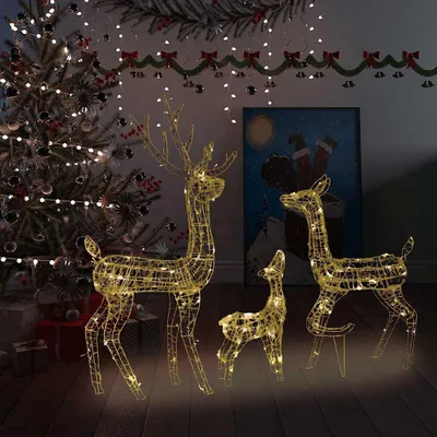 Zdjęcie produktu dla Vidaxl Weihnachtsdekorationen Rentierfamilie 300 LEDs warmes weißes Acryl