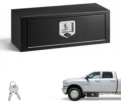 Produktbild von VEVOR Lkw Unterbaubox 686 x 254 x 254 mm Unterflur Staukasten Kaltgewalzter Stahl Wasserdichter Werkzeugkasten mit T-Griff Schloss für Lkw Anhänger Transporter Werkzeugkiste Unterflurkasten Schwarz