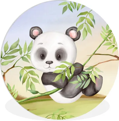 Produktbild von MuchoWow® Rundes Wandbild - Runde Bilder Dschungel - Panda - Rebe Ø 30 cm Kreis Wanddekoration Kunststoff - Wandkreis - Wandschmuck - Schlafzimmer - Bilder - Der Kreis - Kunst für die Wohnung - Plastik - Kunstdruck - Wandbild