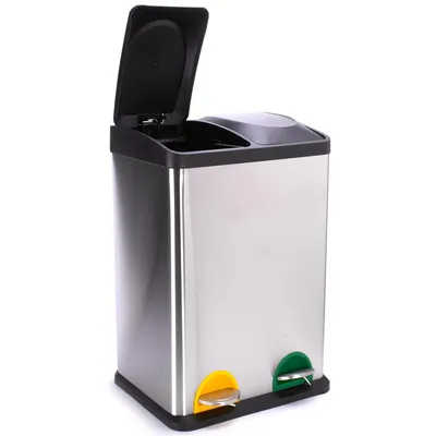 Image de MSV Poubelle Système de tri des déchets 40 L (2x20 litres) avec seau intérieur grandes poubelles Poubelle à pédale inox