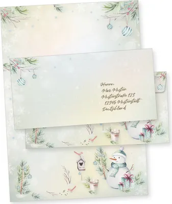 Produktbild von Flöckchen 100 Sets Weihnachtsbriefpapier Briefpapier Weihnachten mit Umschlag ohne Fenster, Weihnachtspapier A4