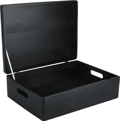 Image de Creative Deco Boite de Rangement en Bois Noir 40 x 30 x 14 cm (+/-1cm)
