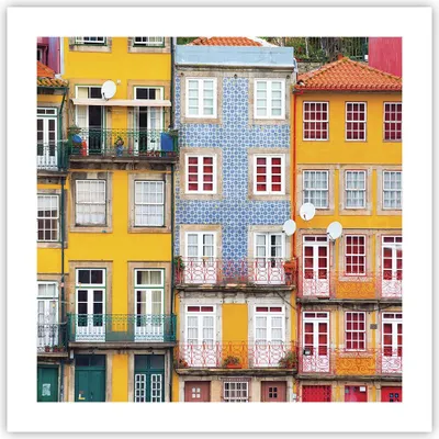 Produktbild von Poster - Poster ohne Rahmen - Casas Ribeira Porto - 50x50 cm - Wand Bild - Wanddeko - Wandbilder - Kunstposter - Wandposter - Bilder - Kunstdruck - Wanddekoration - Wandbild - P2XAC50x50-4249
