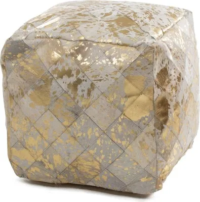 A close-up, studio shot of a pouf.