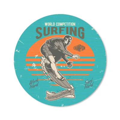 Produktbild von MuchoWow® Mauspad Mousepad Vintage - Surfen - Surfbrett 40x40 cm - Mousepads - Maus Mat - Pad - Mausunterlage - Schreibtisch Accessoires