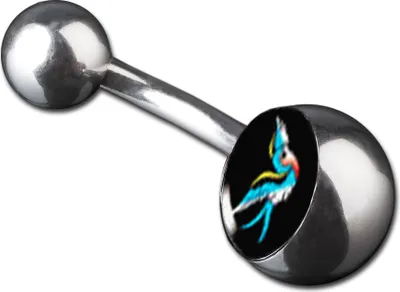 Produktbild von viva-adorno 1 Stück Bauchnabel Piercing Banane 316L Chirurgenstahl 20 verschiedene Motive Z380, S19 Schwalbe blau