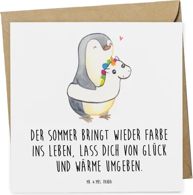 Produktbild von Mr. & Mrs. Panda Grußkarte Sommerfarben - Weiß - Geschenk, doppelkarte, Wetter während des Jahres, Sommergefühle, Summer Vibes, Klappkarte, Natur, Glückwunschkarte