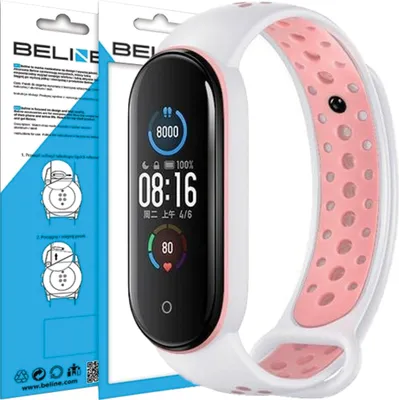 Produktbild von Xiaomi Mi Band 7 Armband Beline Design Weiß und Pink