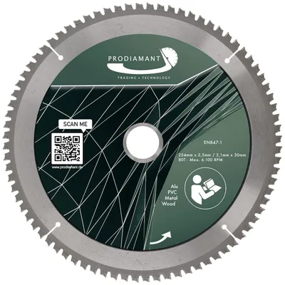 Zdjęcie produktu dla Brzeszczot tarczowy PRODIAMANT 254 mm do drewna, metalu i aluminium z zębami HM TCT