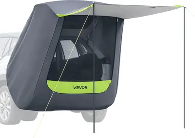 Immagine prodotto di Tenda da bagagliaio VEVOR (tenda principale 1,5 x 1,5 m), tenda da campeggio impermeabile (PU 2000 mm) con tenda parasole e borsa per il trasporto, tenda da bagagliaio per SUV, ideale per campeggio, escursionismo e attività all'aperto, portatile