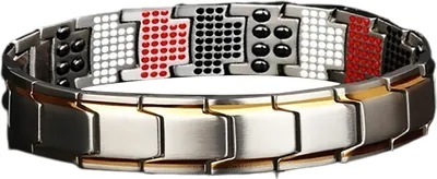 Produktbild von Antifatigue Abnehmbares Paar Armband Metall Energie Magnetisches Abnehmen Armband Gesundheitsfürsorge-Gold-Silber