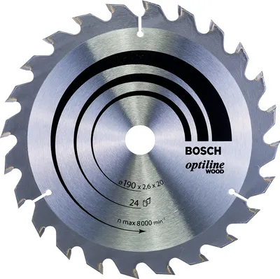 Image de Lame de scie circulaire 190 x 20 x 2,6mm Optiline Wood pour le bois 24 dents - BOSCH - 2608640612