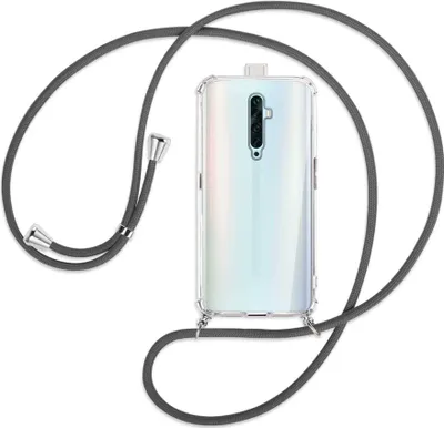 Produktbild von Handykette Backcover-Schutzhülle mit Band (Metall silberfarben) für Oppo Reno2 Z / Reno2 F - dunkelgrau