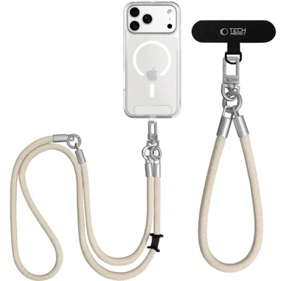 Obrázek produktu pro Šňůrka na klíče pro telefon Tech-Protect C10S Rope, crossbody, na zápěstí, béžová