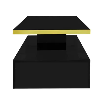 Produktbild von Merax Couchtisch hohcglanz mit LED-Beleuchtung, Beistelltisch mit Schublade, Wohnzimmertisch, Breite 100cm, Schwarz