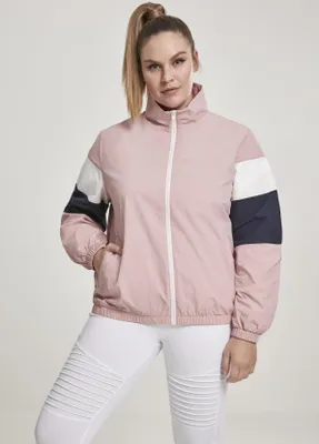 Produktbild von Urban Classics TB2663 | Ladies 3-Tone Crinkle Track Jacket Trainingsjacke - Farbe: darkrose/nvy/wht - Größe: S