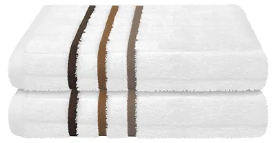 Produktbild von uncover by SCHIESSER Duschtuch Ohio 2er-Set | 100% Baumwolle | Streifen-Design | Weich, saugstark und pflegeleicht | 70x140 cm | Sand