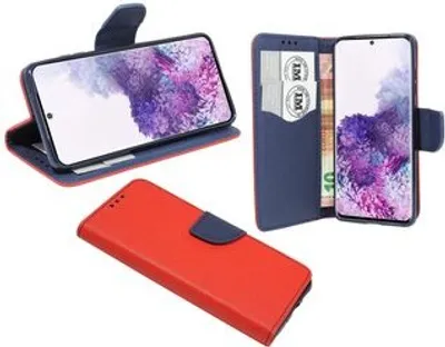 Produktbild von cofi1453® Buch Tasche "Fancy" kompatibel mit SAMSUNG GALAXY S20 (G980F) Handy Hülle Etui Brieftasche Schutzhülle mit Standfunktion, Kartenfach Rot-Blau