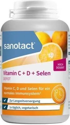 Produktbild von sanotact Vitamin C 1000 + D3 + Selen Depot – 180 Tabletten | Immunsystem Unterstützung | Langzeit-Depot Wirkung