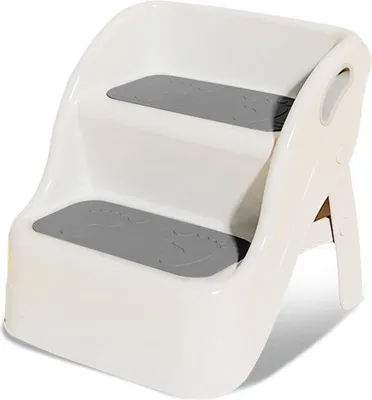 Imagen del producto de Uniqoos® Escalón plegable para niños, de doble altura: antideslizante, muy estable, fabricado en PP (libre de BPA y PVC), dimensiones 38,3 x 39 x 38 cm, con asa, ideal para baño, cocina y salón