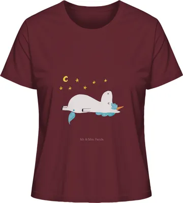 Produktbild von Mr. & Mrs. Panda Damen T-Shirt Einhorn Sternenhimmel Größe L - Burgundy - Geschenk, Verrückt, Sterne, Unicorn, Oberteil, Damenshirt, Einhörner, Shirt, Basic