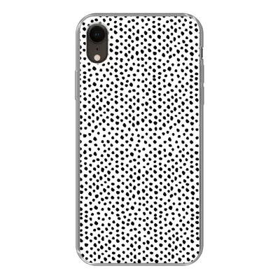 Produktbild von MuchoWow® Handyhülle Schutzhülle Hülle für iPhone XR Polka dots - Schwarz - Weiß Silikon Softcase Handy Hülle - Schutzdeckel