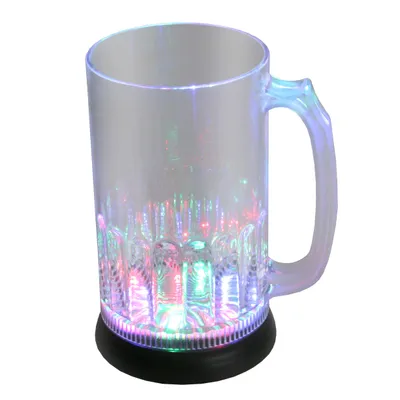 Produktbild von LED Krug 800 ml Kunststoff RGB bunt oder blinkend Batterie Bierglas Bierkrug Trinkglas beleuchtet leuchtendes Glas Leuchtglas Partyglas