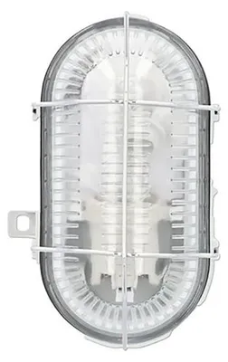 Productafbeelding van UNITEC ovale lamp met metalen behuizing, geschikt voor kelders, garages, tuinen en meer, beschermingsklasse IP44, 60W, grijs