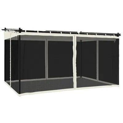 Image de Tonnelle avec parois en filet crème 4x3 m acier